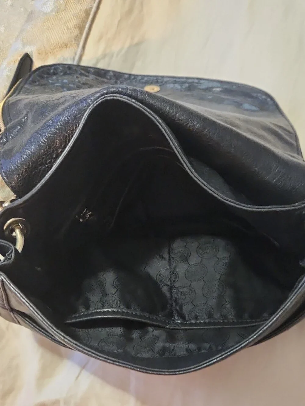 Michael Kors Black Leather Crossbody with Gold Hardware